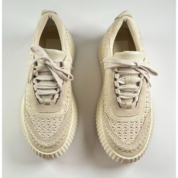 Dolce Vita Dolen Womens Shoes Beige Knit Sneakers Chunky Low Top Fashion US 7.5 - Picture 2 of 7